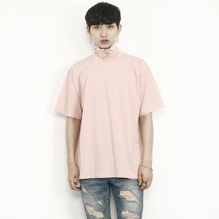 Zip-neck Boxy-fit Polo Shirt