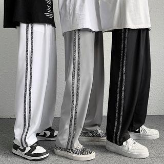 Tweed Trim Wide Leg Pants
