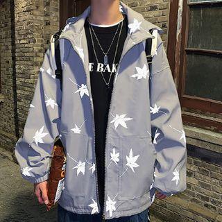 Zip Leaf Print Jacket