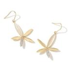 Cat Eye Stone Flower Dangle Earring Gold - One Size