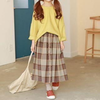 Set: Family Matching Top + Check Skirt