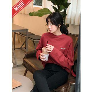 Round-neck Long-sleeve Lettering T-shirt