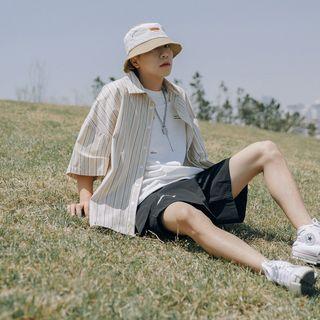 Elbow-sleeve Plaid Pocket Shirt
