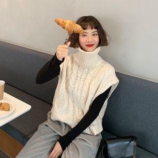 Funnel-neck Boxy Sleeveless Sweater
