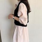 V-neck Rib-knit Short Vest