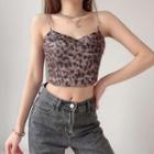 Chain Leopard Print Cropped Camisole Top