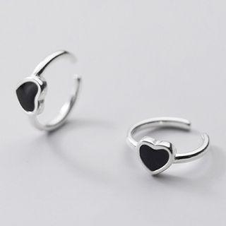 925 Sterling Silver Heart Cuff Earring 1 Pair - Silver - One Size