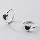 925 Sterling Silver Heart Cuff Earring 1 Pair - Silver - One Size