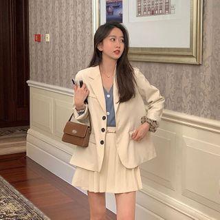 Blazer / Pleated Skirt / Spaghetti Strap Dress