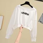 Long-sleeve Letter Printed Sweatshirt White - One Size