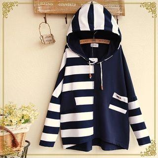 Striped Panel Hooded Pullover