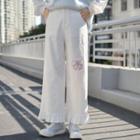 Bow Embroidered Cropped Wide Leg Pants
