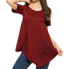 Short-sleeve Asymmetrical Hem T-shirt