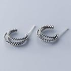 925 Sterling Silver Layered Open Hoop Earring 1 Pair - S925 Silver - Gunmetal - One Size