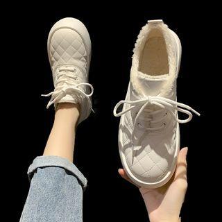 Quilted Fleece-lined Lace-up Shoes