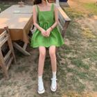 Wide-strap A-line Mini Dress Grass Green - One Size