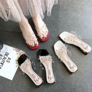 Low-heel Studded Slide Sandals