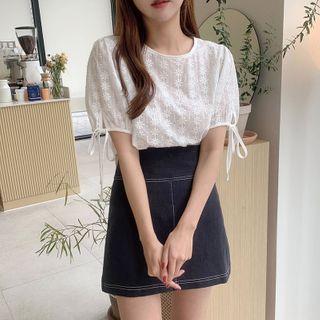 Lace Short-sleeve Top / A-line Skirt