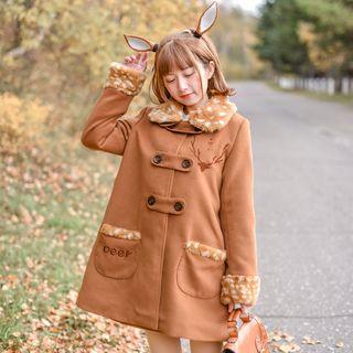 Faux-fur Collar A-line Coat Dress