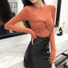 Long-sleeve Knot-detail T-shirt