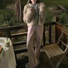 Faux Shearling Zip Jacket / Slit Wide-leg Pants