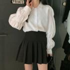 Lantern-sleeve Shirt / Mini A-line Skirt / Plain Camisole Top
