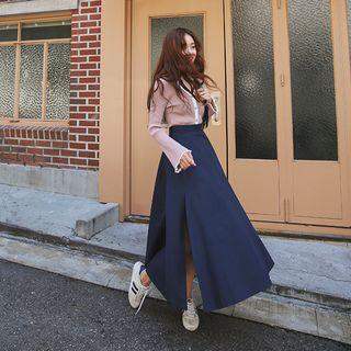 Slit A-line Long Flare Skirt