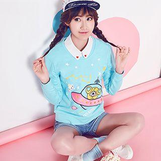 Mock Two Piece Printed Pullover