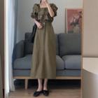 Short-sleeve Frill Trim Blouse / Midi A-line Skirt / Set