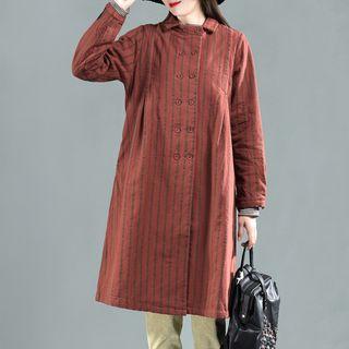 Striped Double-breasted Padded Coat