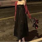 Plain Cardigan / Halter-neck Bow Back Midi Shift Dress