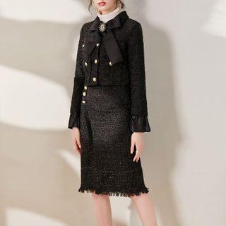 Set: Buttoned Jacket + Midi Skirt
