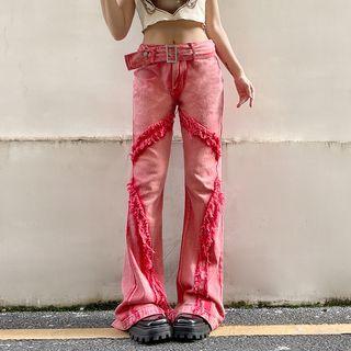 Frayed Trim Bootcut Jeans