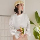 Frilled Trim Blouse White - One Size