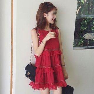 Frill Trim Chiffon Tank Dress