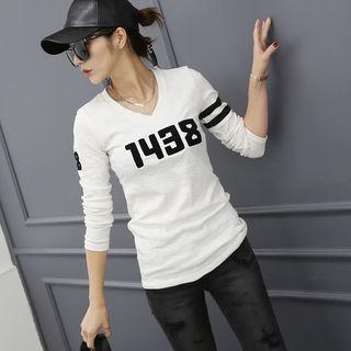 V-neck Printed Slim-fit T-shirt