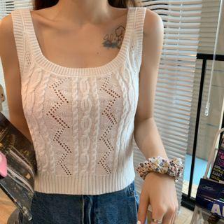 Lace-up Back Knit Tank Top