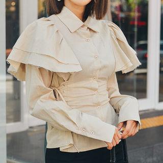 Frilled-trim Lace-up Blouse