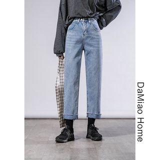 High-waist Rolled Harem Jeans