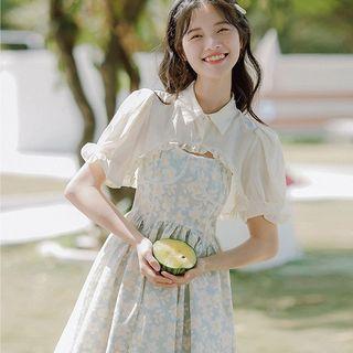 Strappy Floral Print Dress + Shawl