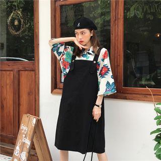 Floral 3/4-sleeve Shirt / Jumper Dress