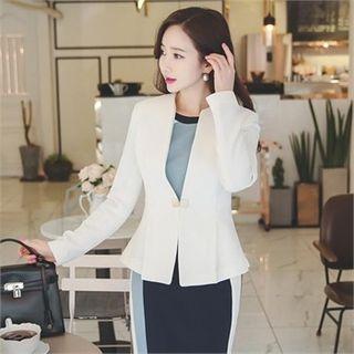 Collarless Metal-button A-line Jacket