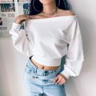 Boatneck Loose-fit Crop Pullover