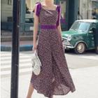 Shoulder-tie Print Wide-leg Jumpsuit
