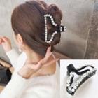 Faux-pearl Frame Hair Claw Black - One Size