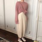 Long-sleeve Cropped T-shirt / Wide-leg Pants