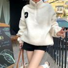 Zipper High-neck Loose-fit Fleece Pullover