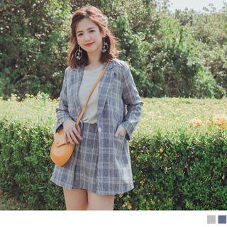 Lapel Collar Single-button Plaid Blazer
