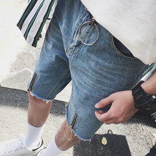 Zip Denim Shorts