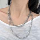Stainless Steel Layered Chain Necklace Silver - One Size